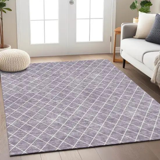 Lavender And Ivory Geometric Washable Indoor Outdoor Area Rug Photo 9