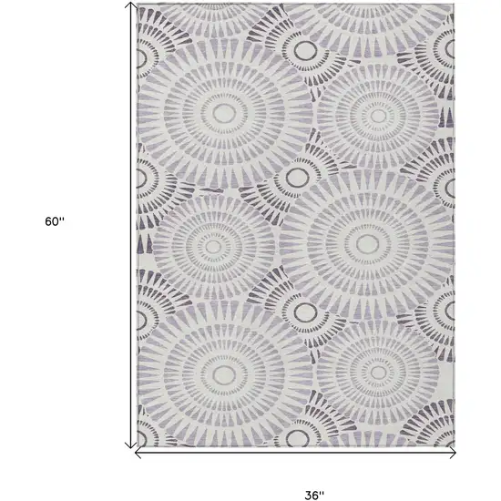 Lavender And Ivory Geometric Washable Indoor Outdoor Area Rug Photo 3