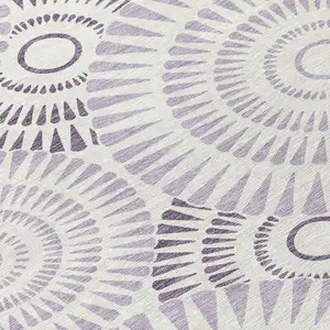 Photo of Lavender And Ivory Geometric Washable Indoor Outdoor Area Rug
