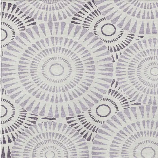 Lavender And Ivory Geometric Washable Indoor Outdoor Area Rug Photo 6