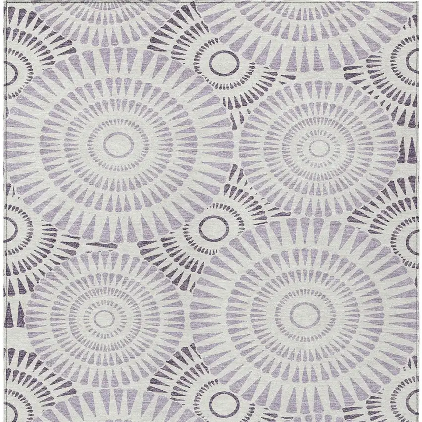 Lavender And Ivory Geometric Washable Indoor Outdoor Area Rug Photo 7