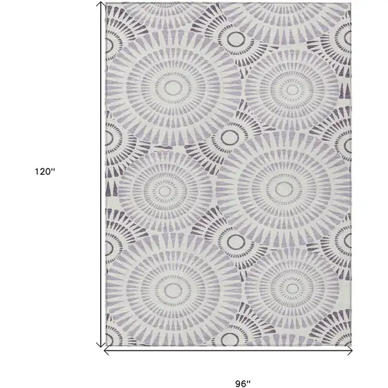 Lavender And Ivory Geometric Washable Indoor Outdoor Area Rug Photo 3