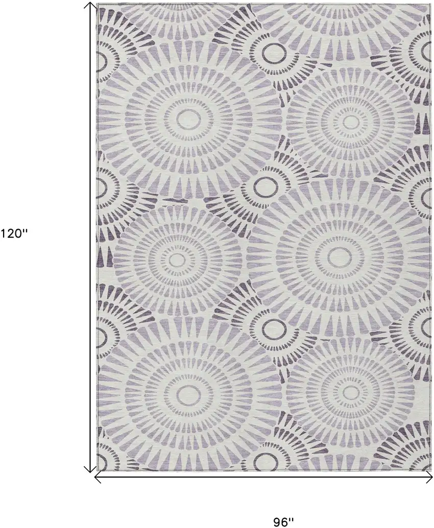 Lavender And Ivory Geometric Washable Indoor Outdoor Area Rug Photo 3