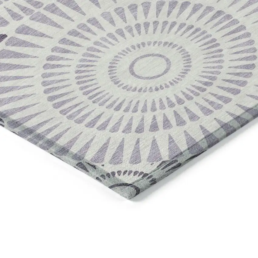 Lavender And Ivory Geometric Washable Indoor Outdoor Area Rug Photo 4