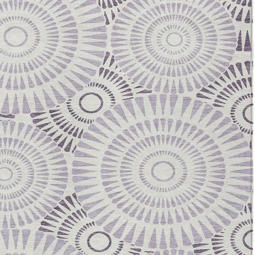 Lavender And Ivory Geometric Washable Indoor Outdoor Area Rug Photo 6
