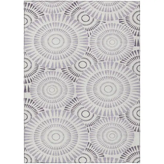 Lavender And Ivory Geometric Washable Indoor Outdoor Area Rug Photo 2