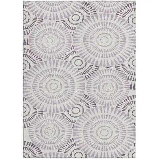 Lavender And Ivory Geometric Washable Indoor Outdoor Area Rug Photo 7