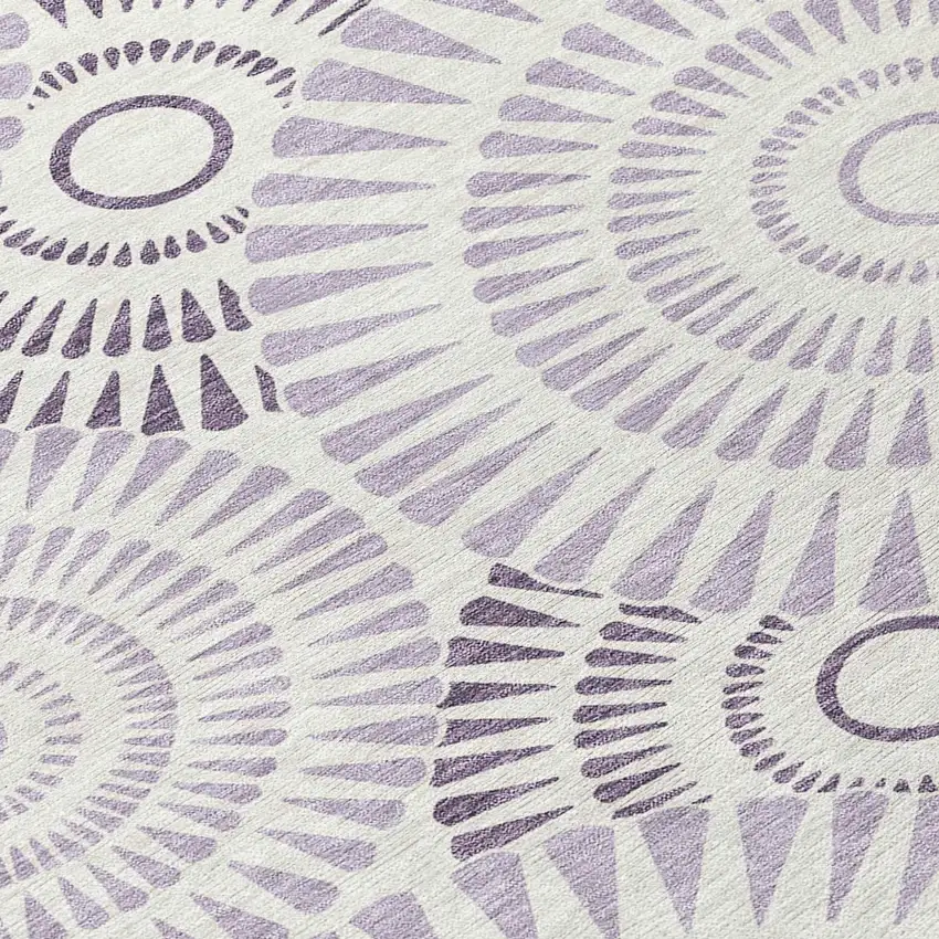 Lavender And Ivory Geometric Washable Indoor Outdoor Area Rug Photo 5