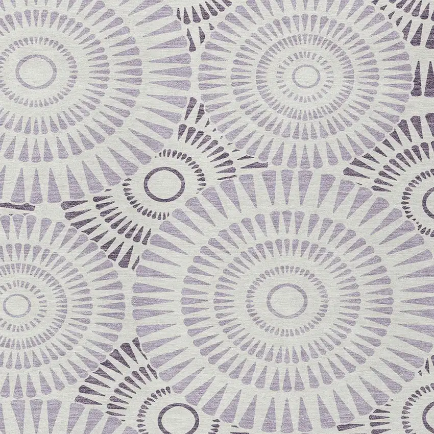 Lavender And Ivory Geometric Washable Indoor Outdoor Area Rug Photo 6