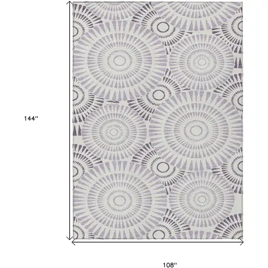 Lavender And Ivory Geometric Washable Indoor Outdoor Area Rug Photo 3