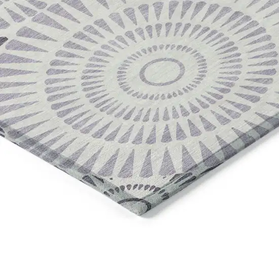 Lavender And Ivory Geometric Washable Indoor Outdoor Area Rug Photo 4