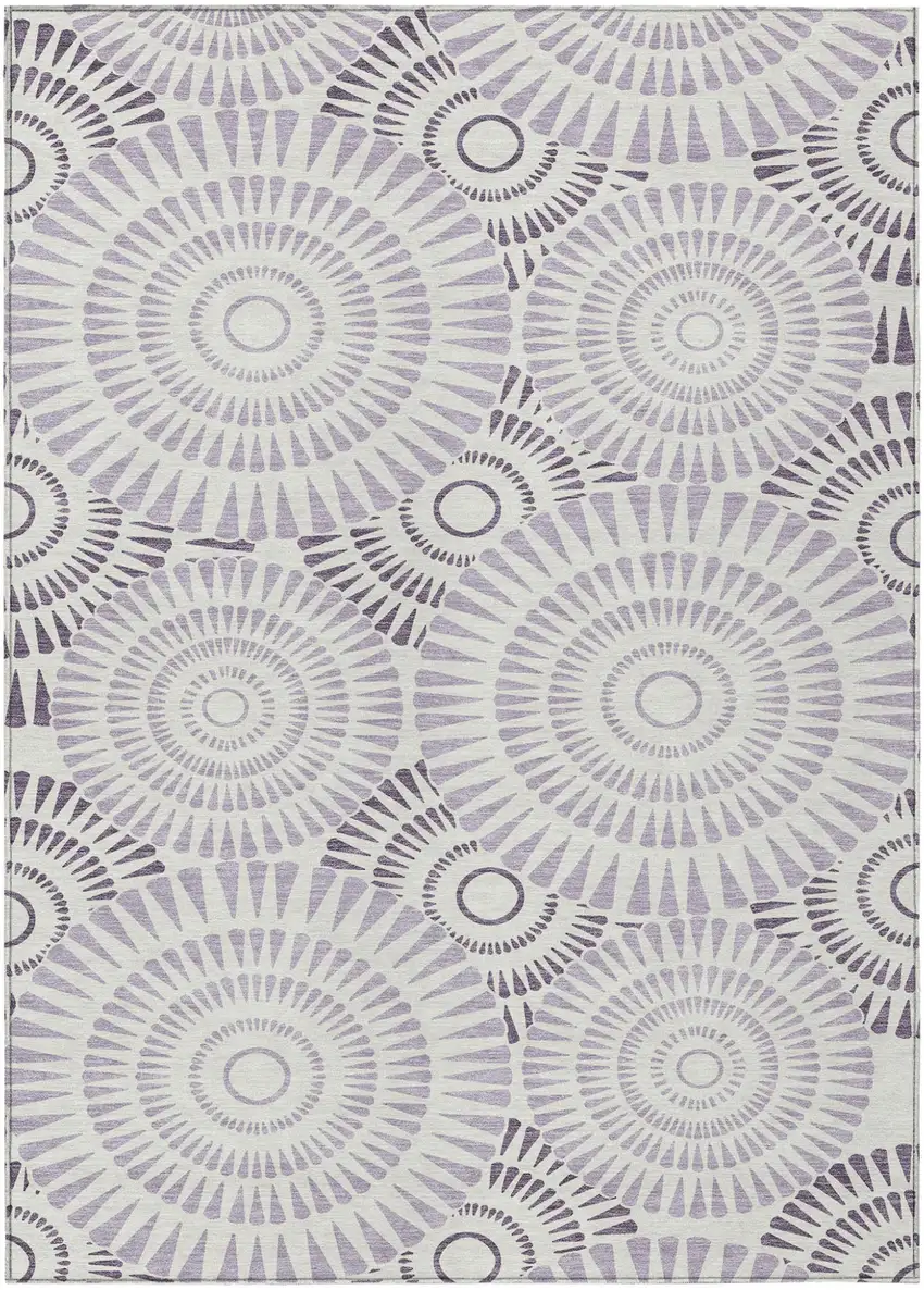 Lavender And Ivory Geometric Washable Indoor Outdoor Area Rug Photo 2