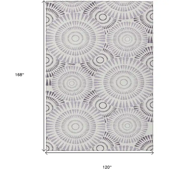 Lavender And Ivory Geometric Washable Indoor Outdoor Area Rug Photo 3