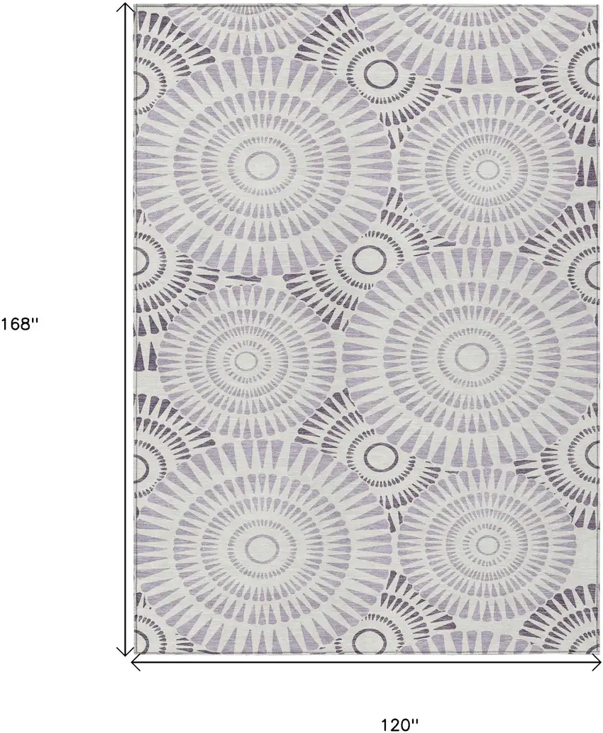 Lavender And Ivory Geometric Washable Indoor Outdoor Area Rug Photo 3