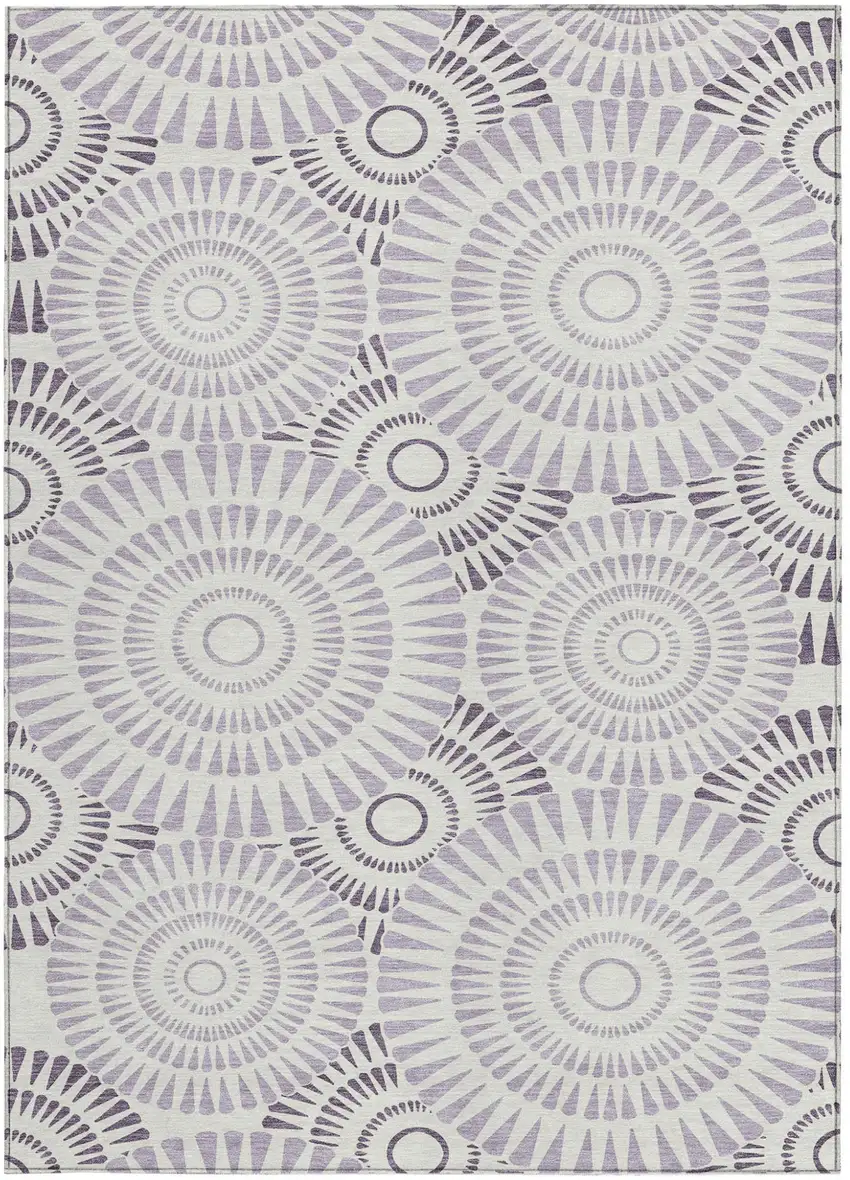 Lavender And Ivory Geometric Washable Indoor Outdoor Area Rug Photo 7