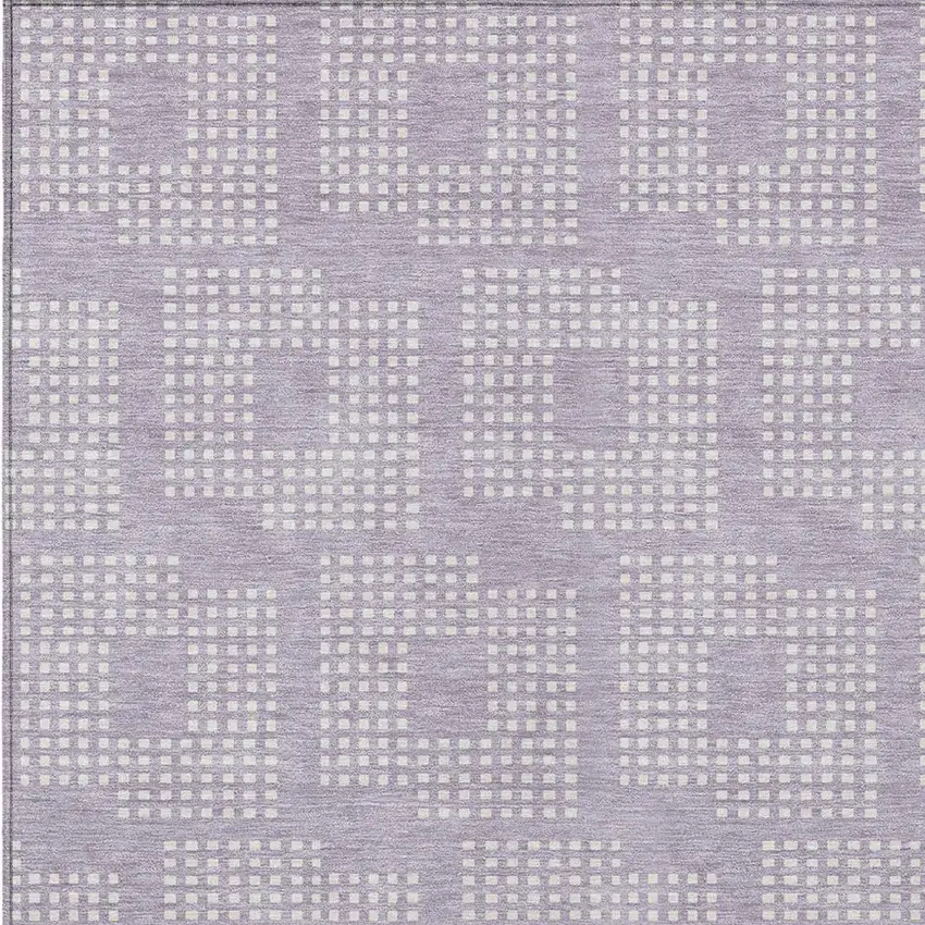Lavender And Ivory Geometric Washable Indoor Outdoor Area Rug Photo 6