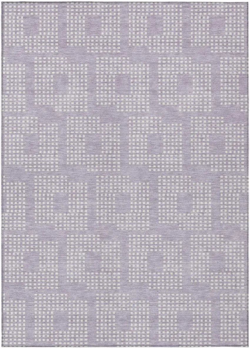 Lavender And Ivory Geometric Washable Indoor Outdoor Area Rug Photo 2