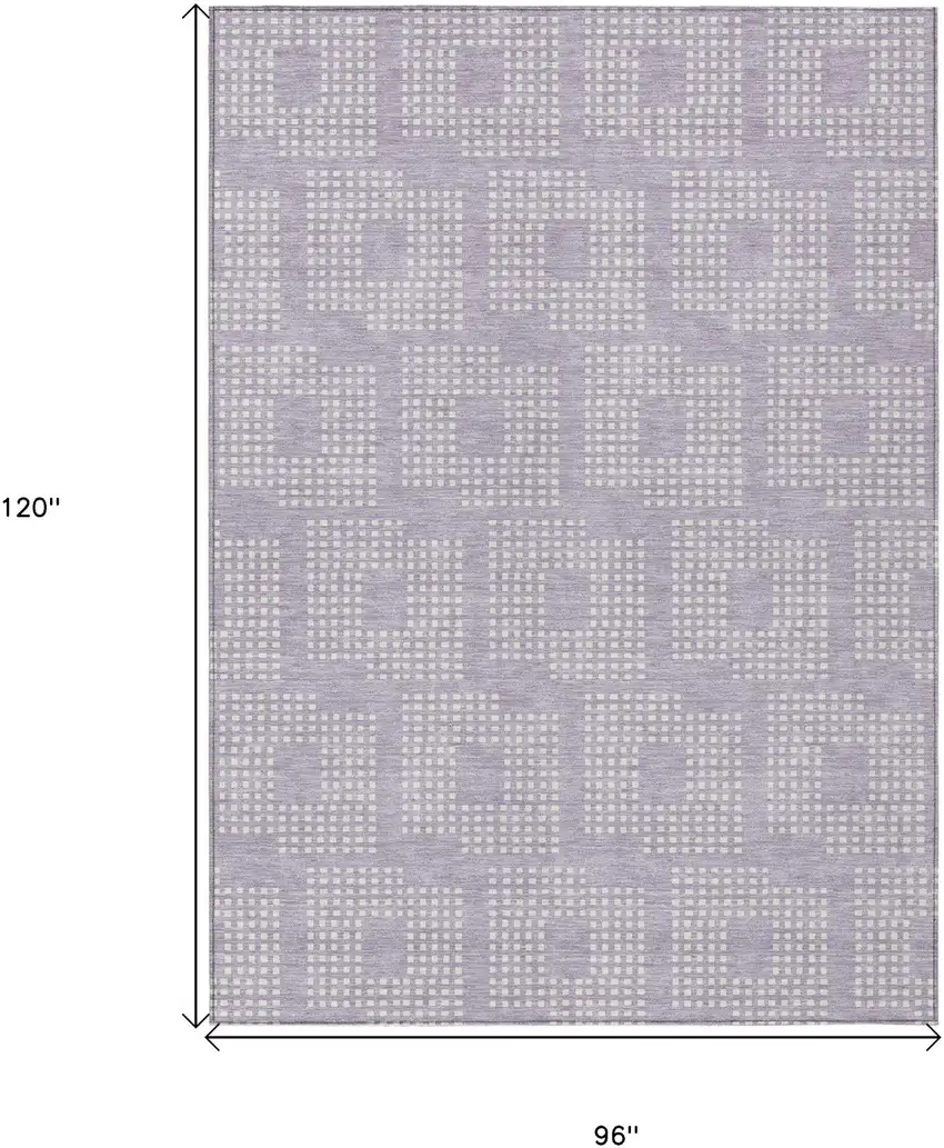 Lavender And Ivory Geometric Washable Indoor Outdoor Area Rug Photo 3