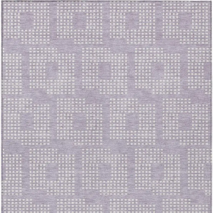 Lavender And Ivory Geometric Washable Indoor Outdoor Area Rug Photo 7