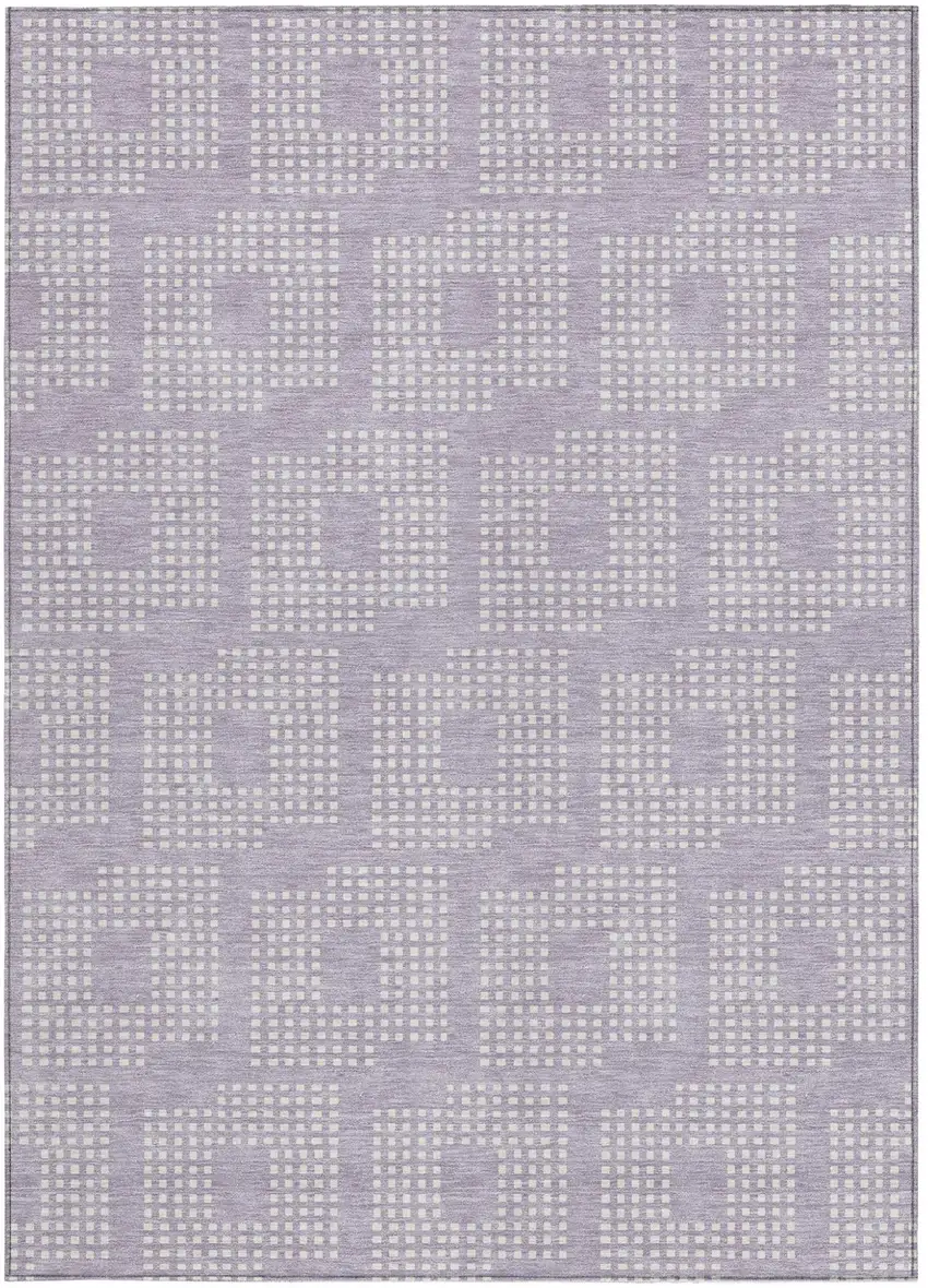 Lavender And Ivory Geometric Washable Indoor Outdoor Area Rug Photo 6