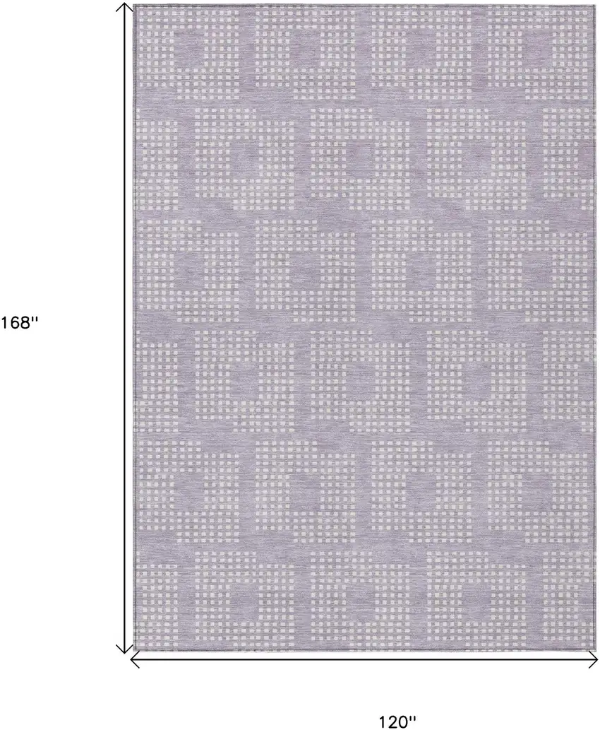 Lavender And Ivory Geometric Washable Indoor Outdoor Area Rug Photo 3