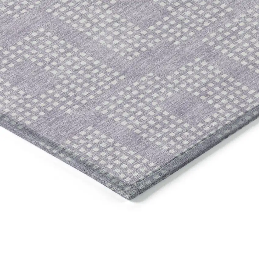 Lavender And Ivory Geometric Washable Indoor Outdoor Area Rug Photo 5