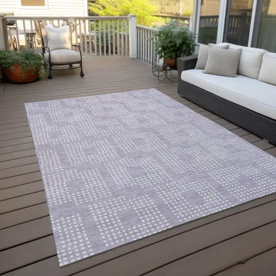 Lavender And Ivory Geometric Washable Indoor Outdoor Area Rug Photo 8