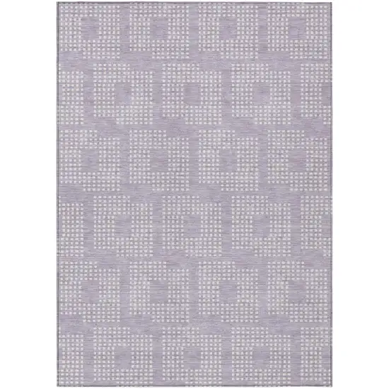Lavender And Ivory Geometric Washable Indoor Outdoor Area Rug Photo 2