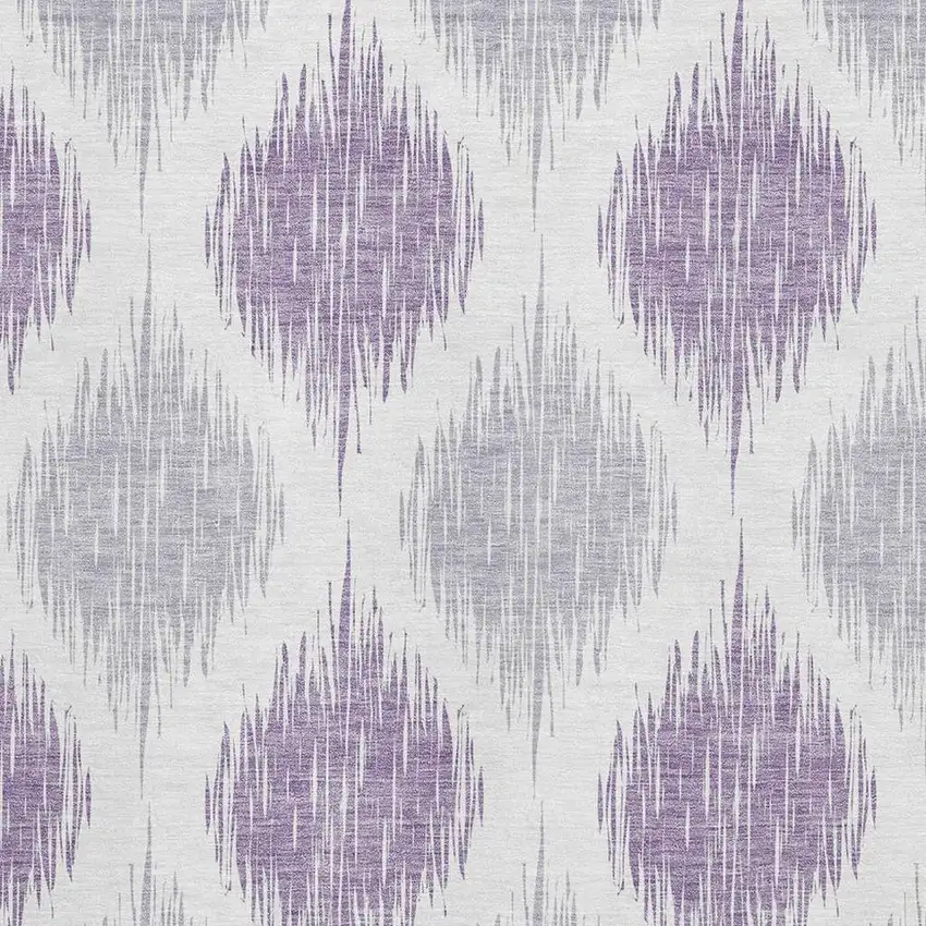 Lavender And Ivory Ikat Washable Area Rug With UV Protection Photo 3