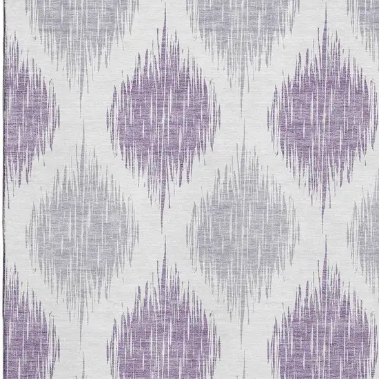 Lavender And Ivory Ikat Washable Area Rug With UV Protection Photo 3