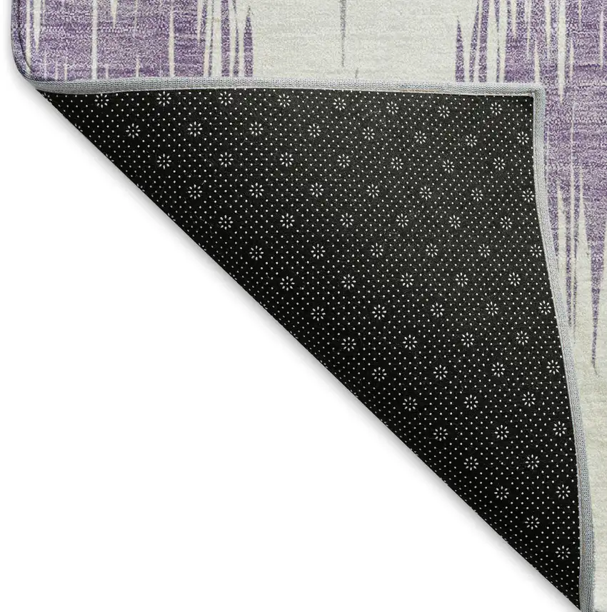 Lavender And Ivory Ikat Washable Area Rug With UV Protection Photo 7