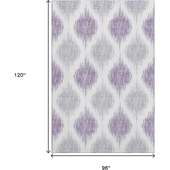 Lavender And Ivory Ikat Washable Area Rug With UV Protection Photo 3