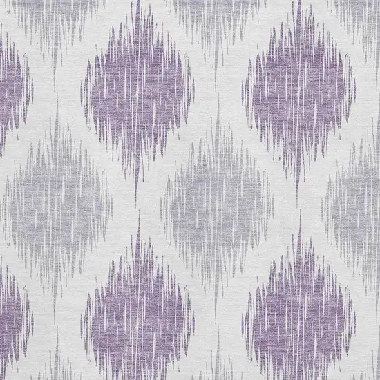 Lavender And Ivory Ikat Washable Area Rug With UV Protection Photo 3