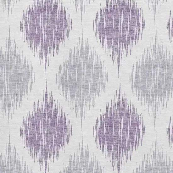 Lavender And Ivory Ikat Washable Area Rug With UV Protection Photo 3