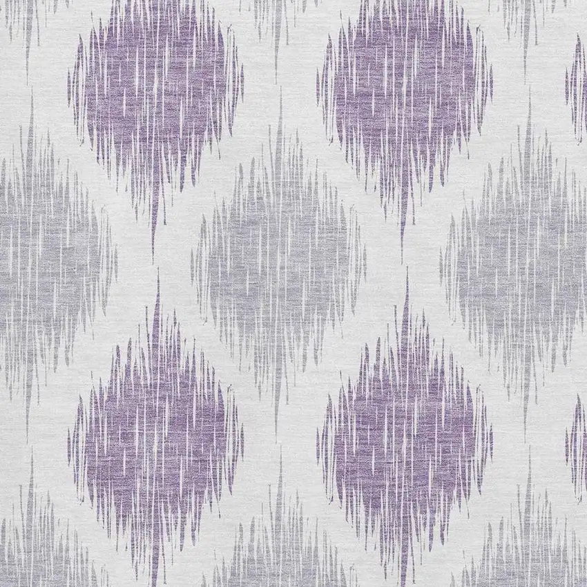 Lavender And Ivory Ikat Washable Area Rug With UV Protection Photo 3