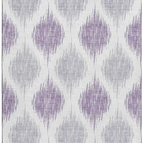 Lavender And Ivory Ikat Washable Area Rug With UV Protection Photo 3