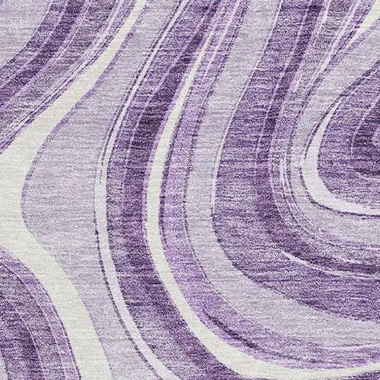 Lavender And Ivory Marble Washable Area Rug With UV Protection Photo 3