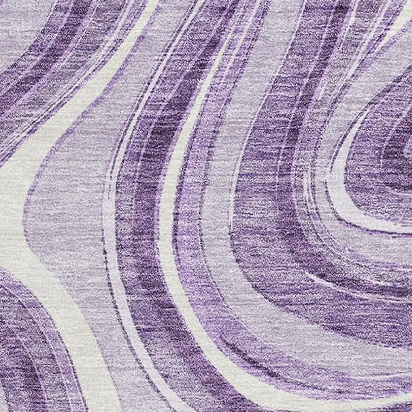 Lavender And Ivory Marble Washable Area Rug With UV Protection Photo 3