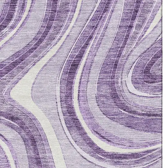 Lavender And Ivory Marble Washable Area Rug With UV Protection Photo 4