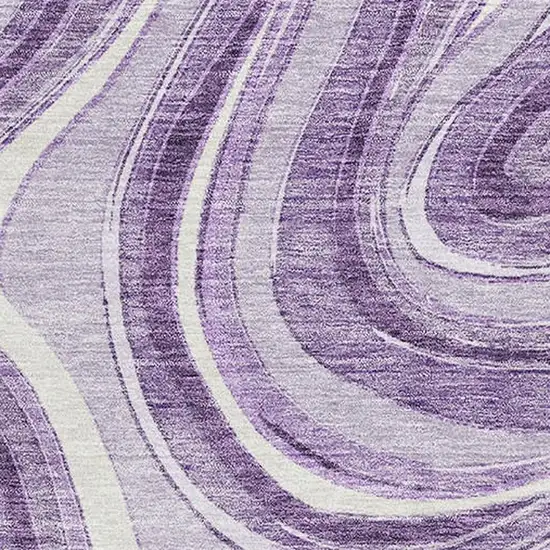 Lavender And Ivory Marble Washable Area Rug With UV Protection Photo 3