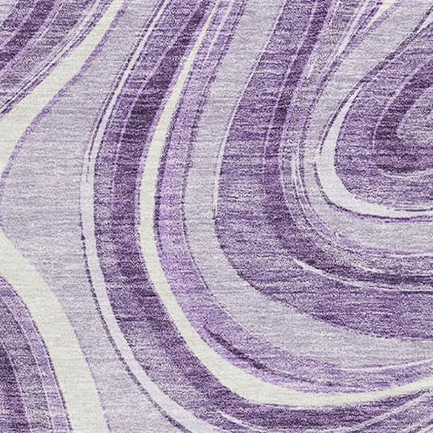 Lavender And Ivory Marble Washable Area Rug With UV Protection Photo 3