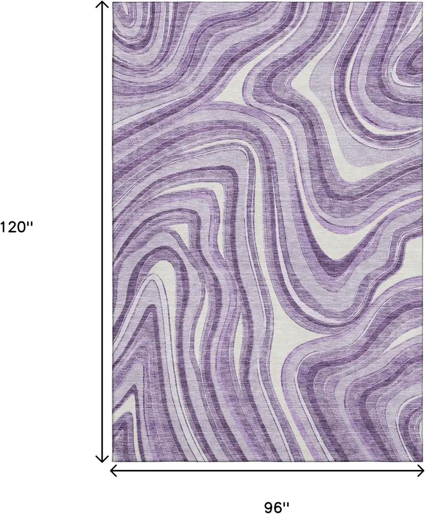 Lavender And Ivory Marble Washable Area Rug With UV Protection Photo 3