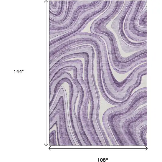 Lavender And Ivory Marble Washable Area Rug With UV Protection Photo 3