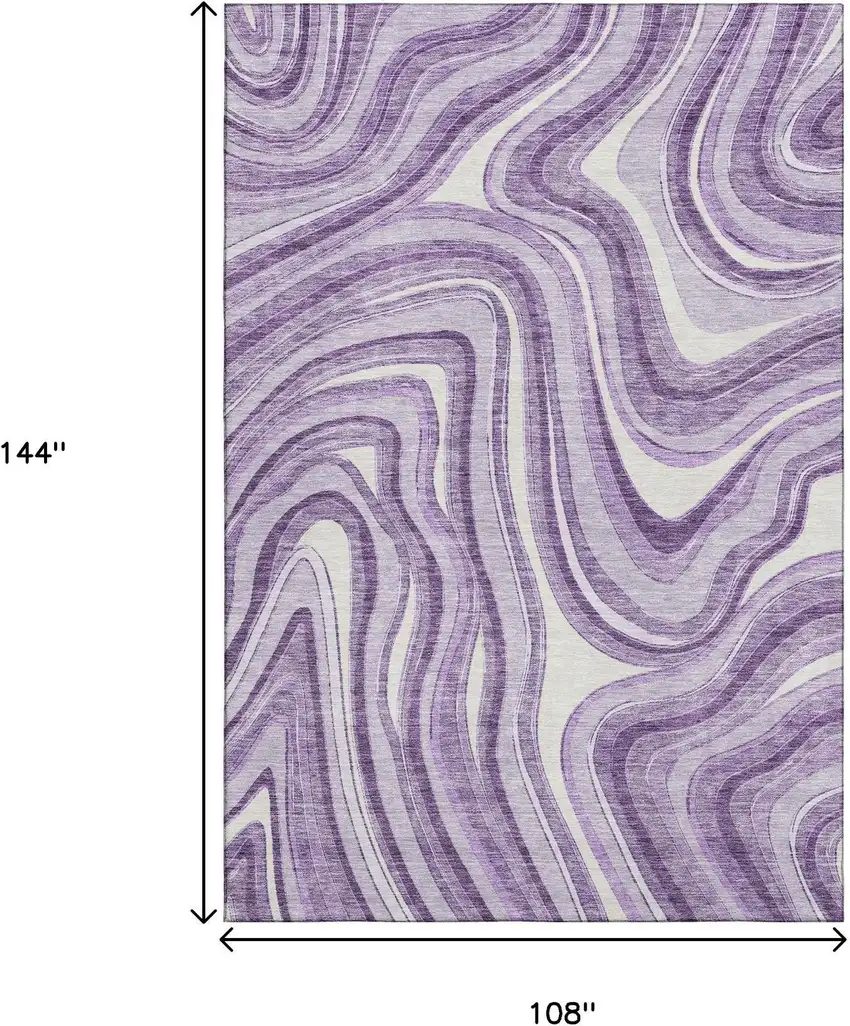 Lavender And Ivory Marble Washable Area Rug With UV Protection Photo 3