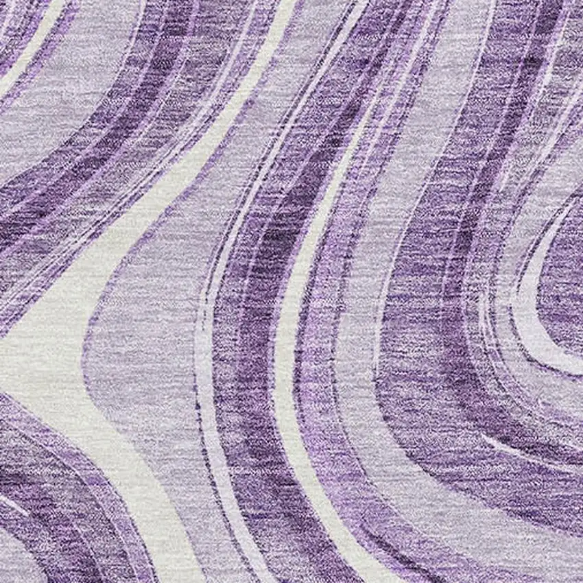 Lavender And Ivory Marble Washable Area Rug With UV Protection Photo 3