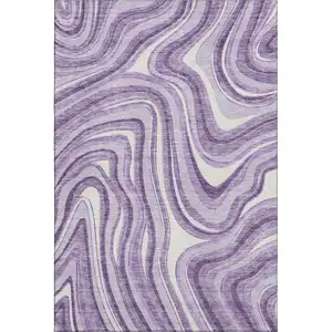 Photo of Lavender And Ivory Marble Washable Area Rug With UV Protection