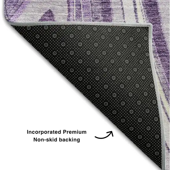 Lavender And Ivory Marble Washable Area Rug With UV Protection Photo 7