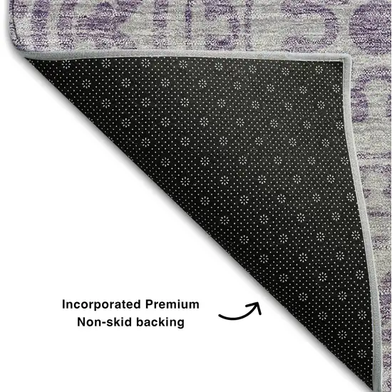 Lavender And Ivory Medallion Washable Area Rug With UV Protection Photo 7