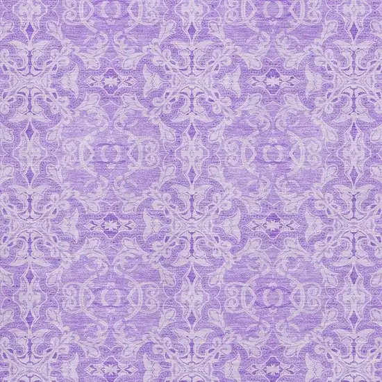 Lavender And Ivory Medallion Washable Area Rug With UV Protection Photo 3