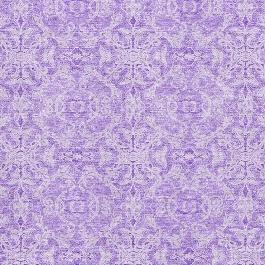 Lavender And Ivory Medallion Washable Area Rug With UV Protection Photo 3